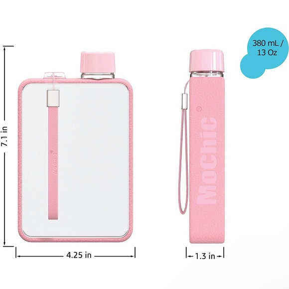 13oz Flat Portable Handbag Slim BPA Free A5 Water Bottle Tritan Plastic - 380ml - Picture 5 of 7